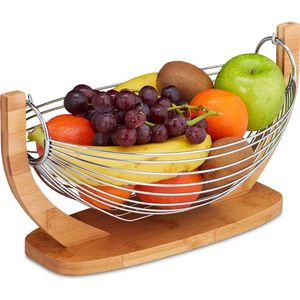 Relaxdays fruitschaal metaal - rvs - fruitmand - fruit hangmat - hangende fruitschaal