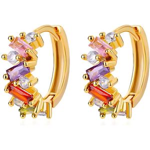 Innerlight® Rainbow Spark Hoops - Oorbellen Dames - Goud - Stainless steel - hypoallergeen - Oorringen - Oorhangers - Gouden Oorbellen - Regenboog Zirkonia - Hoop oorbellen