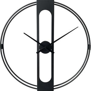 LW Collection moderne zwarte wandklok 60cm - Industriële muurklok zwart Jayden - Minimalistische wandklok zwart- grote wandklok stil uurwerk