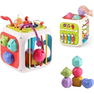 7 in 1 Activiteiten Kubus - Montessori speelgoed - Activity Center Baby - Kralenspiraal - Busy box - Rammelaar - Xylofoon - Vormenstoof - Educatief Babyspeelgoed - Blokkendoos