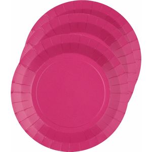 Santex feest gebak/taart bordjes - fuchsia roze - 30x stuks - karton - D17 cm