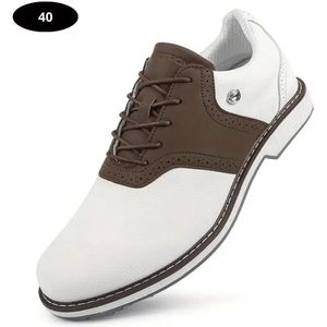 Bovista Golfschoenen Heren - Sneakers - Golfkleding - Golfschoenen Antislip - Waterdicht - Golfen - Bruin & Wit 39