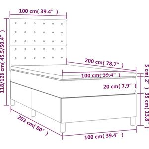 vidaXL Boxspring met matras stof donkerbruin 100x200 cm