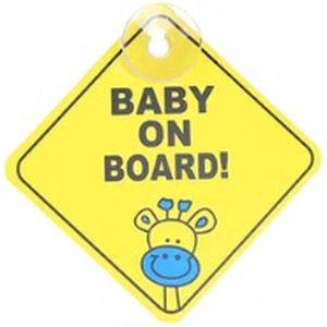 SFT Products Baby On Board Bordje Giraffe - Met Zuignap - Baby Aan Boord - Autoraam Zuignap