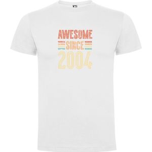 Wit T-Shirt met “Awesome since 2004“ Print Full Color Maat 4XL