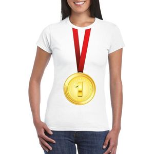 Gouden medaille kampioen shirt wit dames - Winnaar shirt Nr 1 XS