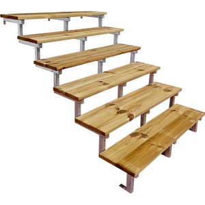 Buitentrap staal OSLO H105cm - 6 treden geïmpregneerd hout breedte 160cm