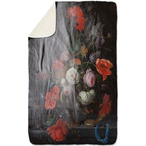 Fleecedeken bloemen3, FD2023809, 96x146cm, Polyester Sherpa