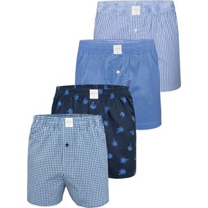 MG-1 Geweven Wijde Boxershorts Heren Core Blauw 4-Pack - Maat L - Losse boxershort heren