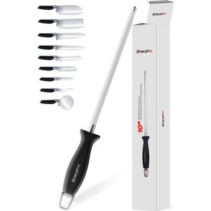 SharpFix Aanzetstaal voor Messen Classic - 60 HRC Messenslijper - Slijpstaaf - Knife Sharpener – Doortrekslijper – Zwart