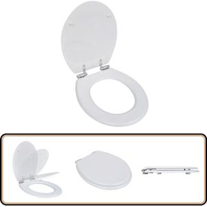 vidaXL Toiletbril - Soft-close - Wit - MDF - 45x36 cm Toiletbril - Wc-bril - Soft-close - MDF - Witte Toiletbril