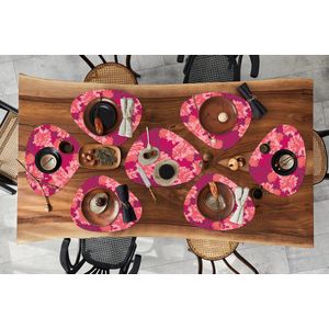 Placemat organisch - Placemats organic - Onderleggers - Luipaard - Dierenprint - Pioenroos - Patroon - 10 stuks