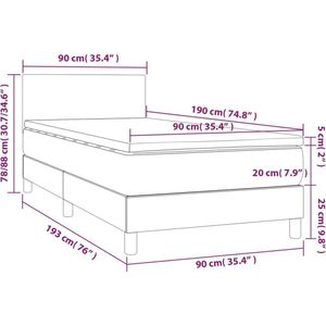 vidaXL - Boxspring - met - matras - stof - taupe - 90x190 - cm