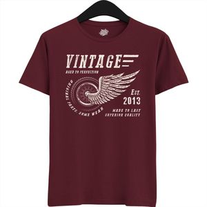 A Vintage Motorcycle Addict Est 2013 | Retro Verjaardag Motor Cadeau Shirt - T-Shirt - Unisex - Burgundy - Maat 3XL