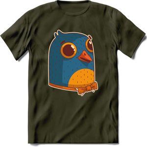 Strik duif T-Shirt Grappig | Dieren vogel Kleding Kado Heren / Dames | Animal Skateboard Cadeau shirt - Leger Groen - XL