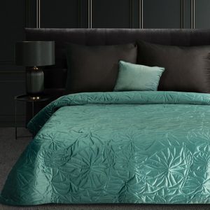 Oneiro’s luxe SALVIA Type 1 Beddensprei Turquoise - 220x240 cm – bedsprei 2 persoons - beige – beddengoed – slaapkamer – spreien – dekens – wonen – slapen