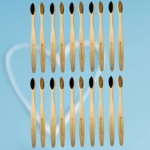 20 Duurzame Bamboe Tandenborstels - Uniek borstel design - 100% Eco-vriendelijk - Grijs