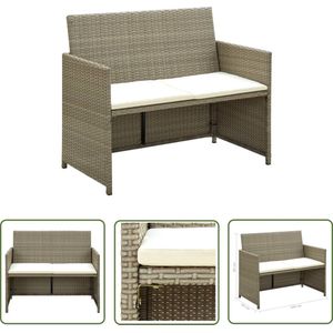 The Living Store Poly Rattan Tuinbank - 100 x 56 x 85 cm - Beige en CrÃ¨mewit