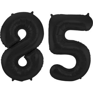 Folat Folie ballonnen - 85 jaar cijfer - zwart - 86 cm - leeftijd feestartikelen