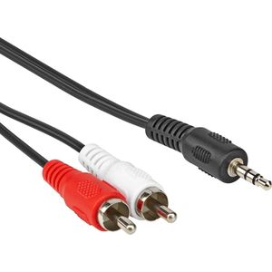 Jack naar tulp kabel 3.5 mm - Universeel - 3,5 mm jack naar 2x RCA Male - Zwart - 20 meter - Allteq