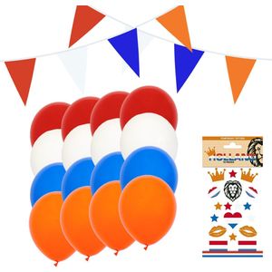 Oranje Versiering Oranje Slingers Vlaggenlijn Oranje Ballonnen EK WK Koningsdag Oranje Feestartikelen 103 Stuks Pakket
