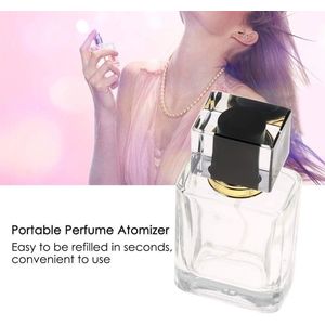 50 Ml Metalen Spuit Pomp Fles Reizen - Draagbare Parfum Verstuiver Helder Glas - Essentiële Olie Container - Zwart .