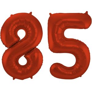 Folat Folie ballonnen - 85 jaar cijfer - rood - 86 cm - leeftijd feestartikelen