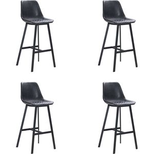 Bronx71® Industriële barkruk Lauren antraciet PU leer 76 cm - Barkrukken set van 4