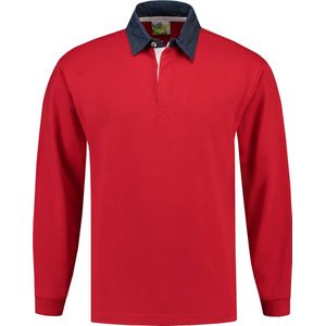 L&S Rugby Shirt voor heren in de kleur Rood maat M