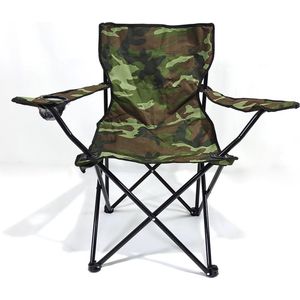 Campingstoel - Strandstoel - Vissersstoel - Visstoel - Rugleuning - Opvouwbare stoel - Leger-camouflage - Middel