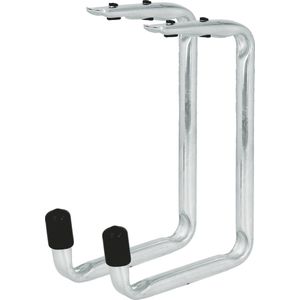 Amig Garage/fiets plafond ophanghaken - 2x - metaal - zilver - H15 cm x B11 cm