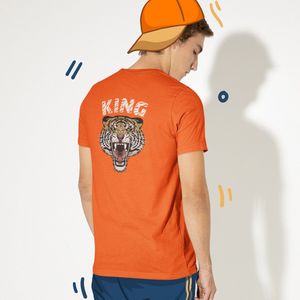 Oranje Koningsdag T-shirt - MAAT 2XL - Heren Pasvorm - King Tiger Back