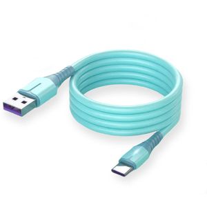 EV-Green USB Type-C Snelle Oplaadkabel - Vloeibare Siliconen - 1 meter - Blauw