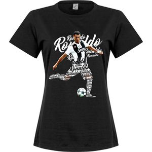 Ronaldo Script Dames T-Shirt - Zwart - XL