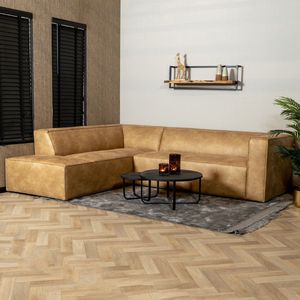 Bronx71® Industriële hoekbank Memphis eco-leer beige links