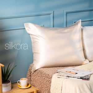 Silkora Premium Silk Pillowcase - 22 Momme 100% Mulberry Zijden Kussensloop - Ultra Zacht, Verborgen Ritssluiting - 60x70 cm - Beige