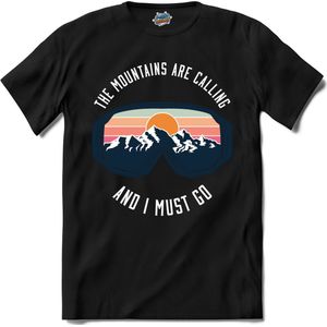The Mountains Are Calling And I Must Go | Snowboarden - Bier - Winter sport - T-Shirt - Unisex - Zwart - Maat M
