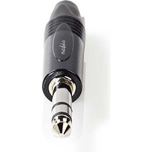 Nedis 6,35 mm Audioconnector - Recht - Male - Vernikkeld - Soldeer - Diameter kabelinvoer: 6.0 mm - Aluminium - Zwart - Polybag - 1 Stuks
