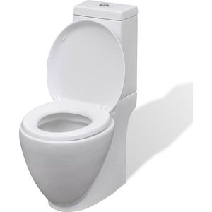 vidaXL Toilet rond afvoer onder keramiek wit