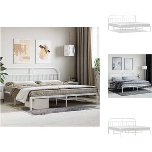 vidaXL Bedframe Classic - Metaal - Wit - 207 x 206 x 100 cm - Robuust design - Bed