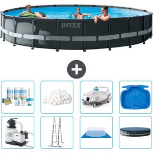 Intex Rond Ultra XTR Frame Zwembad - 610 x 122 cm - Inclusief Pomp - Ladder - Grondzeil - Afdekzeil Onderhoudspakket - Filterbollen - Stofzuiger - Voetenbad