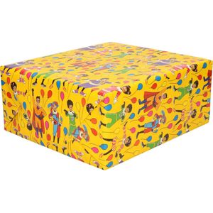 1x Rollen inpakpapier/cadeaupapier Club van Sinterklaas geel 200 x 70 cm - Cadeaupapier/inpakpapier voor 5 december pakjesavond