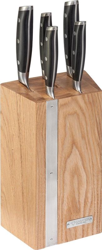 Diamant Sabatier Integra messenblok - 5-delig - RVS/POM - eikenhout