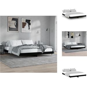 vidaXL Bedframe - Zwart Hout en Metaal - 203x123x20 cm - Geschikt voor 120x200 cm matras - Bed