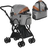 2-in-1 hondenkinderwagen met opvouwbaar ontwerp, geschikt voor kleine honden