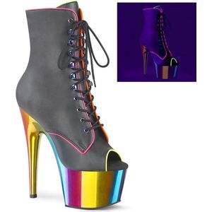 Pleaser - ADORE-1021RC-02 Plateau Laarzen, Paaldans schoenen - Paaldans schoenen - 38 Shoes - Zwart/Regenboog