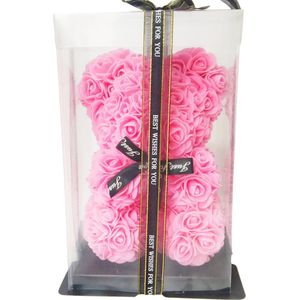 Livano Rozen Beertje - Valentijn Cadeautje Voor Haar & Hem - Rose Bear - Rozen Beer - Teddy - Vrouw - Roze