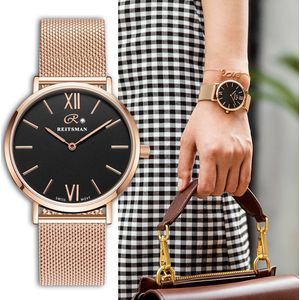 REITSMAN Rijn Rosegoud /  Zwart  -  W00.2919RGME -  Horloge - Rosegoud - Mesh - Ø36mm