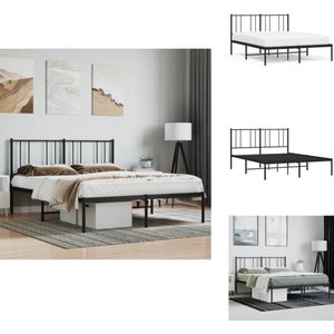 vidaXL Bedframe - Bedframes - Tweepersoonsbed - Bed - Bedframe met hoofdbord metaal zwart 120x190 cm