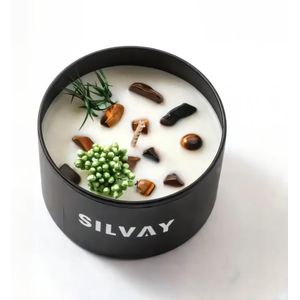 Handgemaakte Vanille Geurkaars met Bloemen & Kristallen – 100% Natuurlijke Sojawas – Duurzaam met lange brandduur – voor ontspanning & woondecoratie